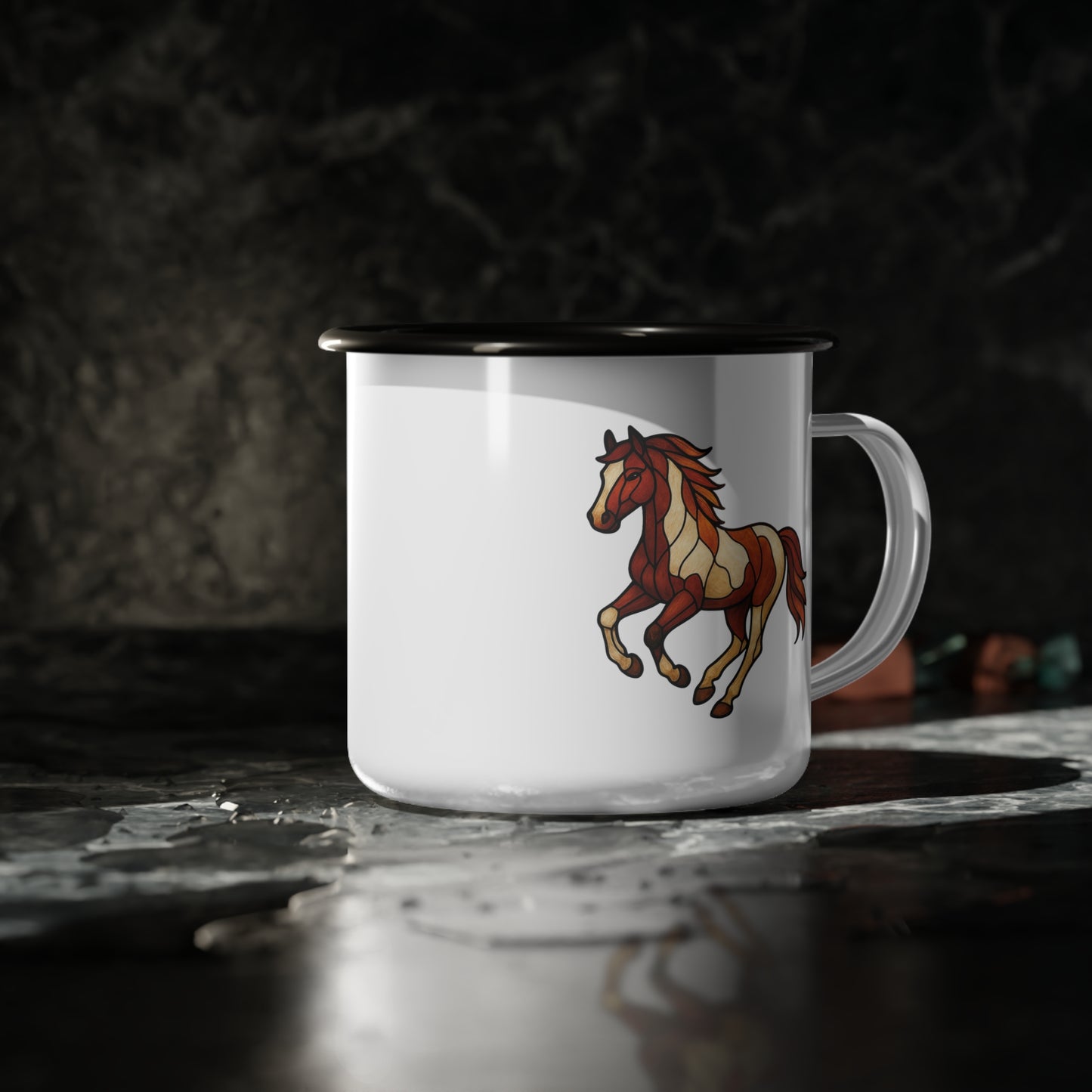 Fractured Nature – Horse Enamel Camp Mug | Keep Going Design Co.