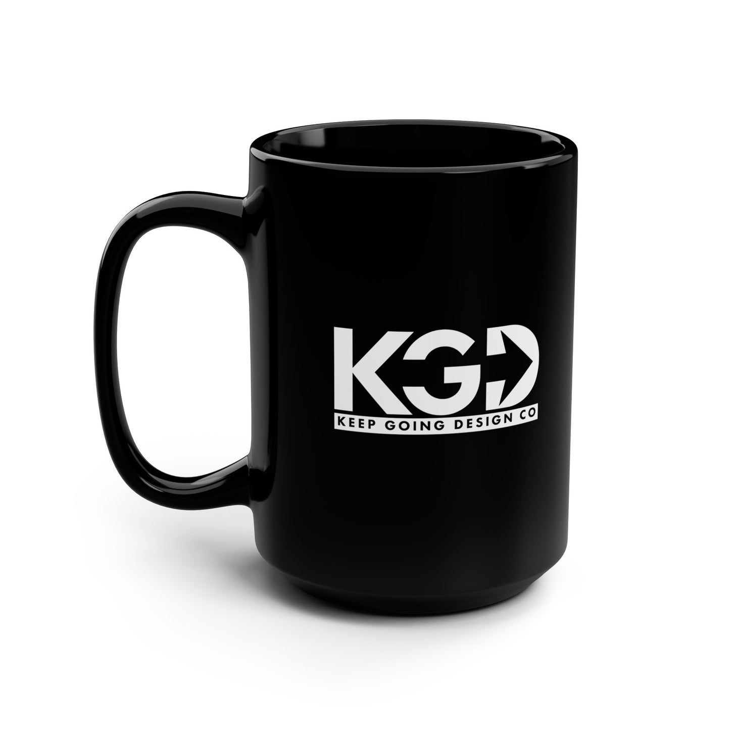 KGD BANDGE – Black Ceramic Coffee Mug 15oz | Keep Going Design Co.