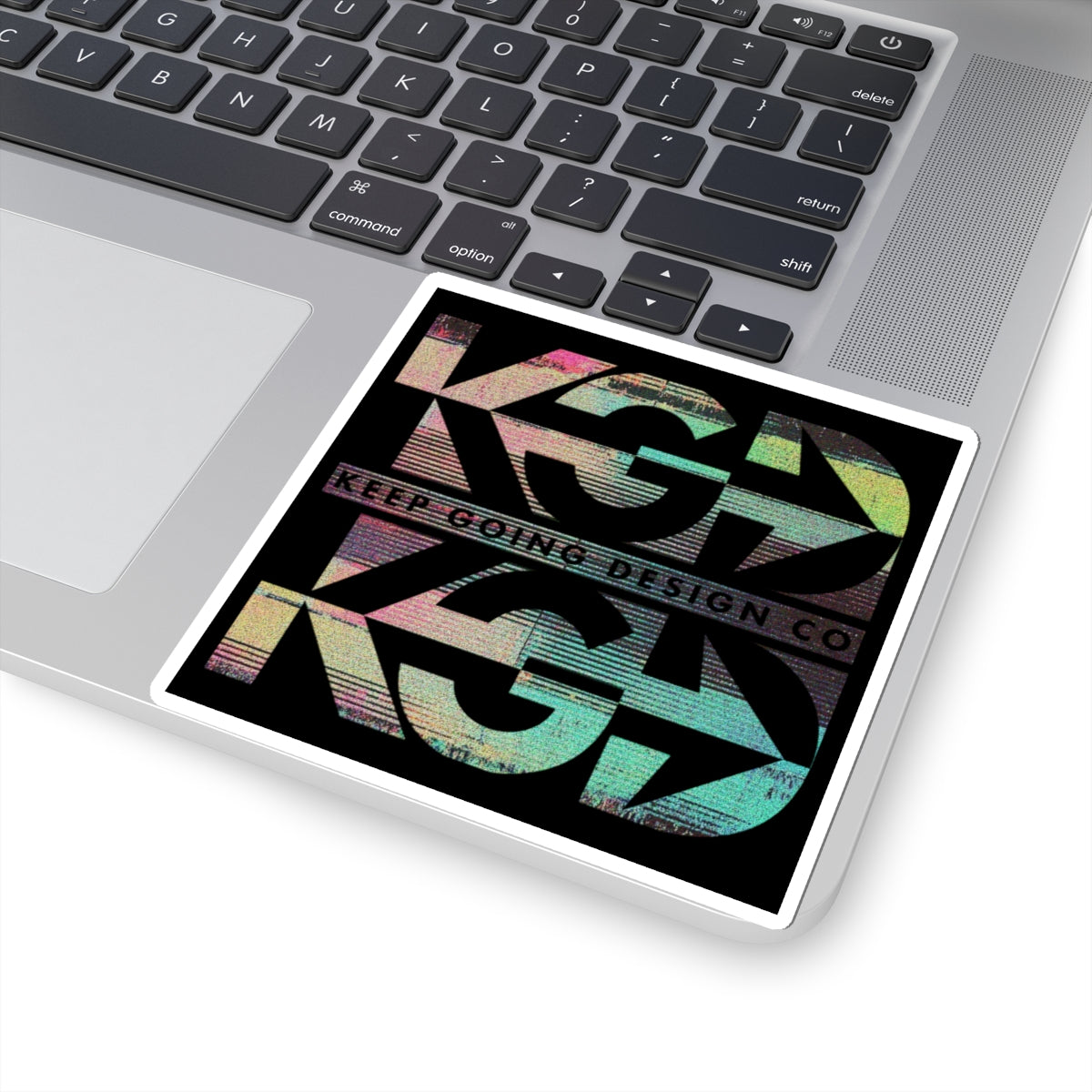 KGD STACKD Glitch – Digital Layered Logo Sticker