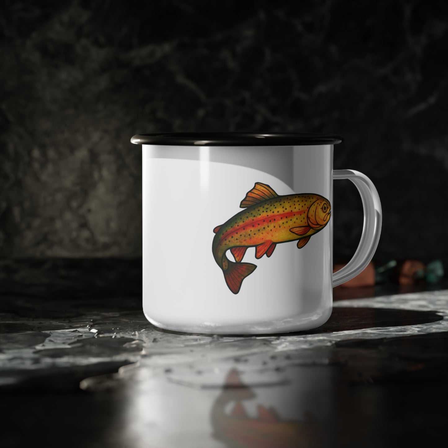 Fractured Nature – Trout Enamel Camp Mug | Keep Going Design Co.