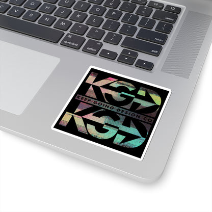 KGD STACKD Glitch – Digital Layered Logo Sticker