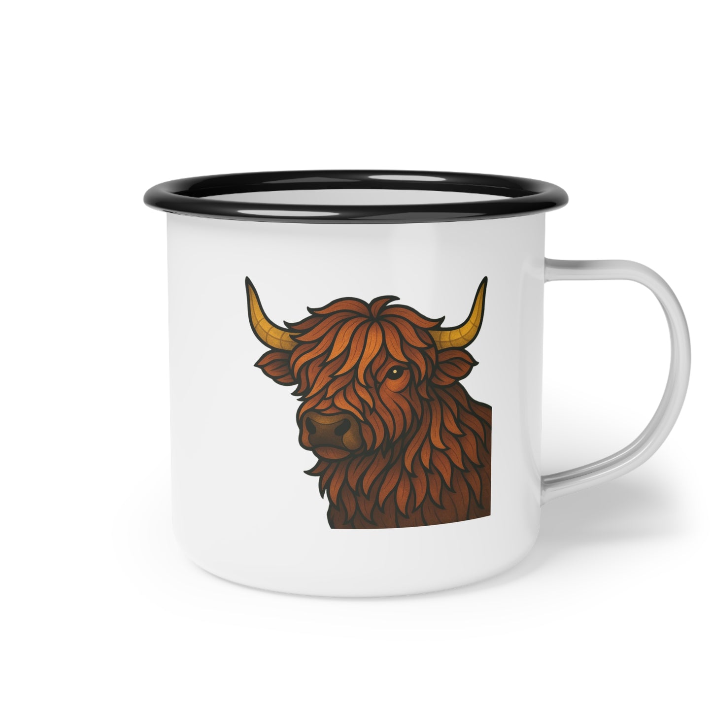 Fractured Nature – Highland Cow Enamel Camp Mug | Keep Going Design Co.