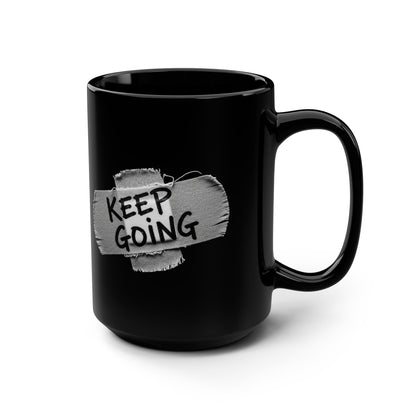 KGD BANDGE  – Black Ceramic Coffee Mug 15oz | Keep Going Design Co.