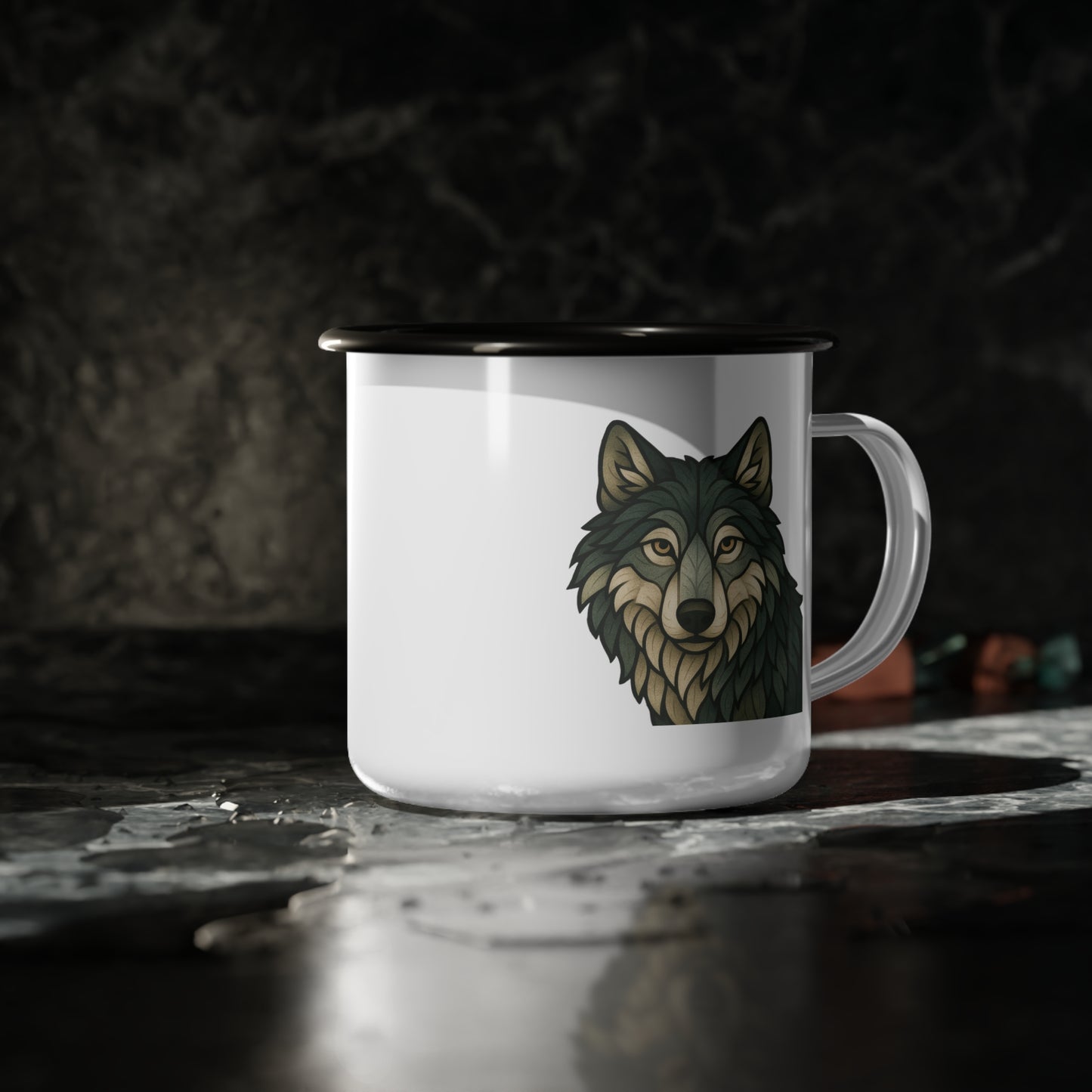 Fractured Nature – Wolf Enamel Camp Mug | Keep Going Design Co.
