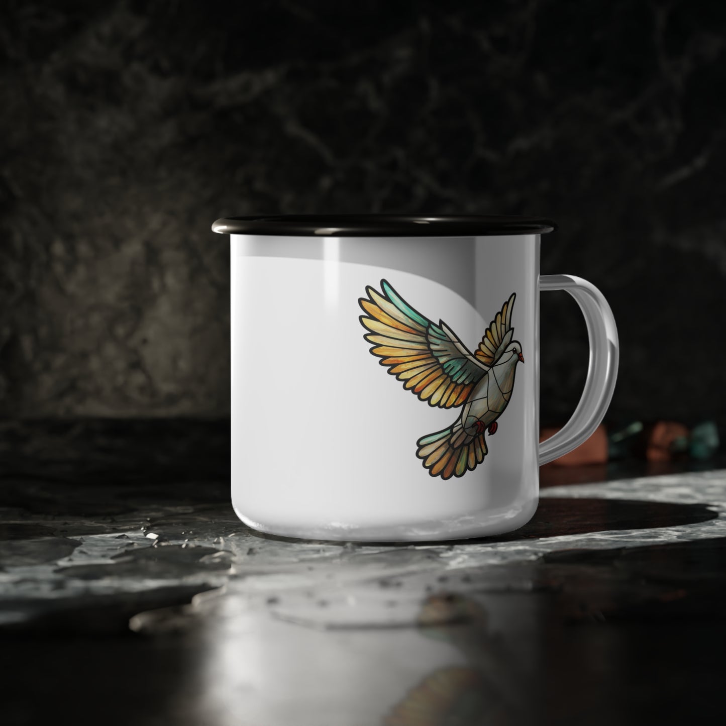 Fractured Nature – Dove Enamel Camp Mug | Keep Going Design Co.