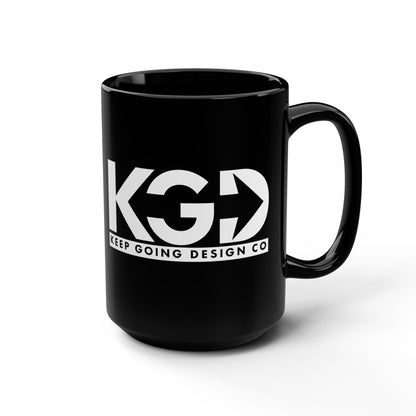 KGD Logo – Black Ceramic Coffee Mug 15oz | Keep Going Design Co.