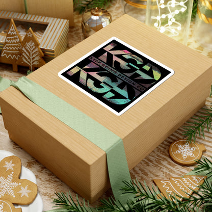 KGD STACKD Glitch – Digital Layered Logo Sticker