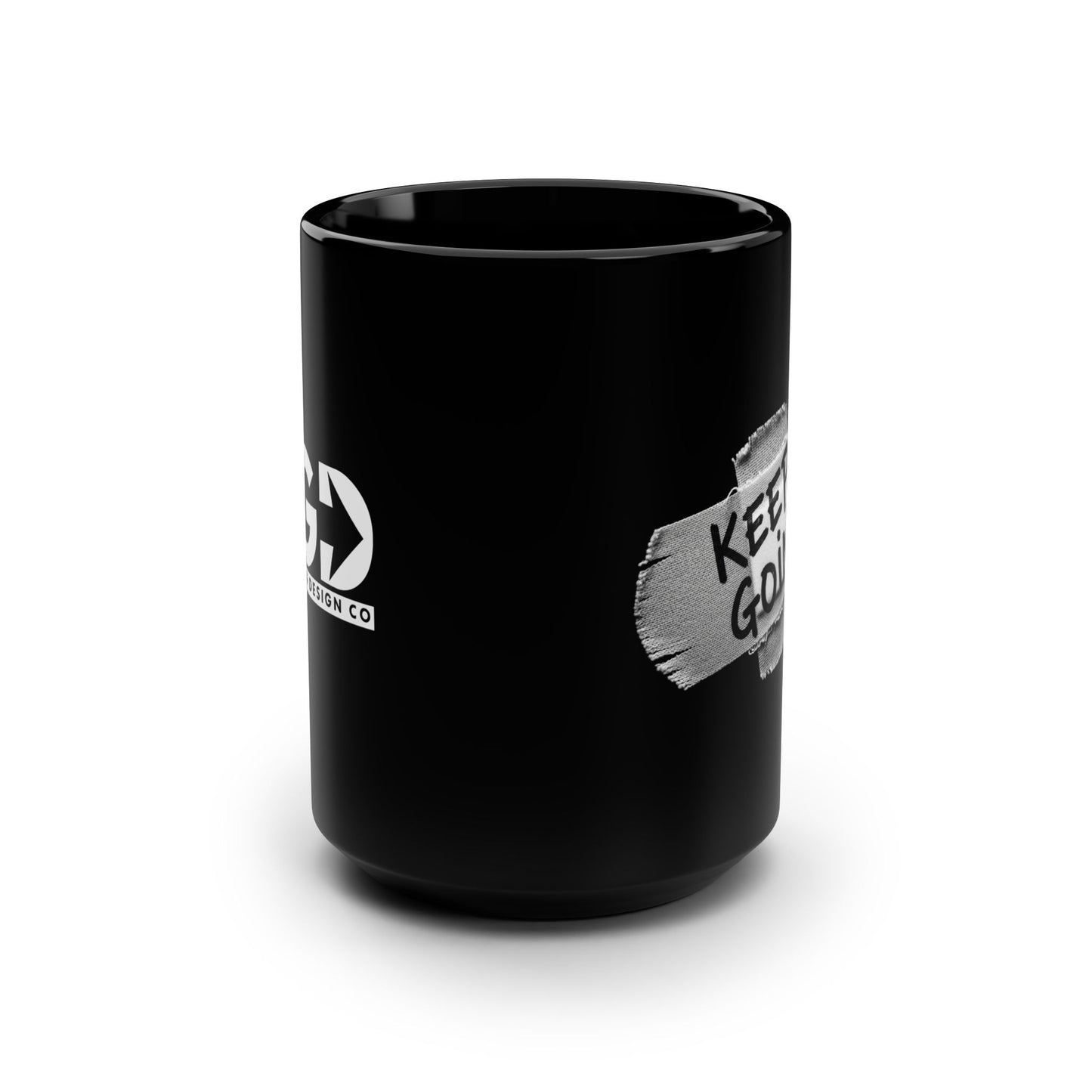 KGD BANDGE  – Black Ceramic Coffee Mug 15oz | Keep Going Design Co.